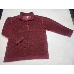 Vtg L L‎ bean Sherpa Pullover Maroon Xl Ladies Pullover Buttoned Collared